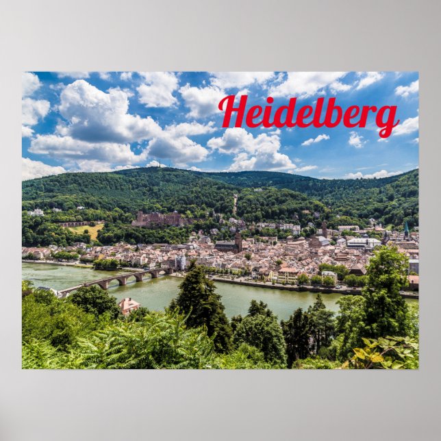 Heidelberg Neckar Panorama Tyskland Poster (Framsidan)