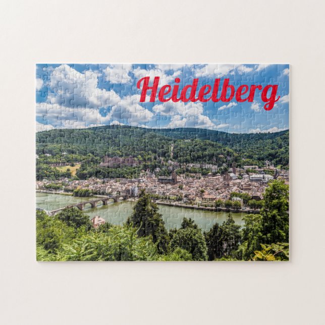 Heidelberg Neckar Panorama Tyskland Pussel (Horisontell)