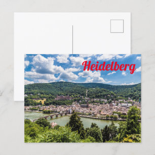 Heidelberg Neckar Panorama Tyskland Vykort