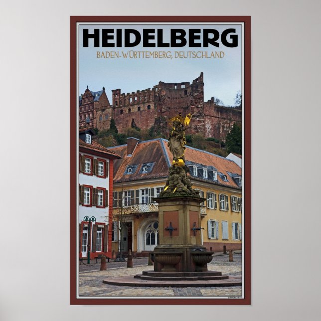 Heidelberg - Statue och Castle Poster (Framsidan)