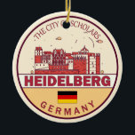 Heidelberg Tyskland City Skyline Emblem Julgransprydnad Keramik<br><div class="desc">Heidelbergs minimalistiska,  färglösa konstdesign med Tysklanda stadens monument och landmärken.</div>
