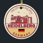 Heidelberg Tyskland City Skyline Emblem Julgransprydnad Keramik<br><div class="desc">Heidelbergs minimalistiska,  färglösa konstdesign med Tysklanda stadens monument och landmärken.</div>