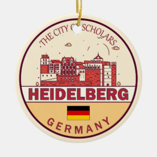 Heidelberg Tyskland City Skyline Emblem Julgransprydnad Keramik