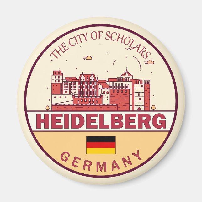 Heidelberg Tyskland City Skyline Emblem Magnet (Framsidan)