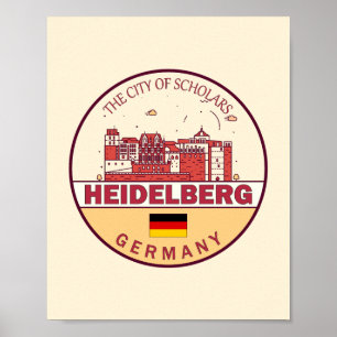 Heidelberg Tyskland City Skyline Emblem Poster