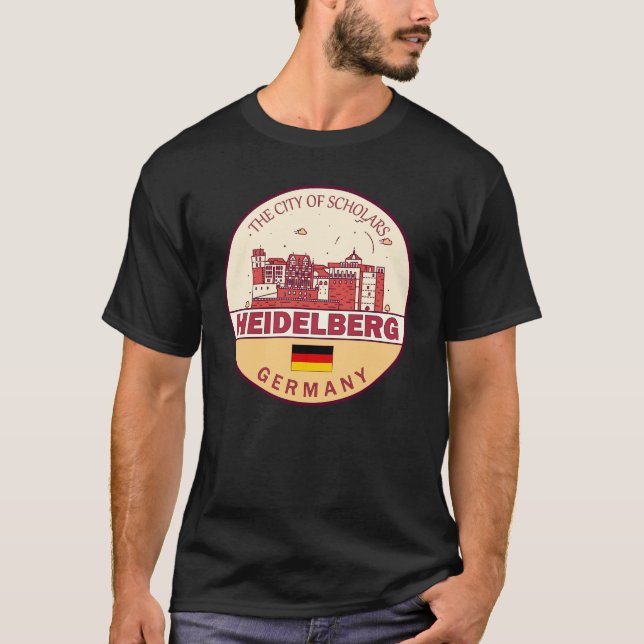 Heidelberg Tyskland City Skyline Emblem T Shirt (Framsida)