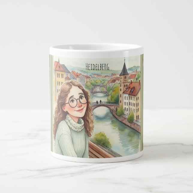 Heidelberg, Tyskland Söt Girl in Heidelberg Jumbo Mugg (Framsidan)