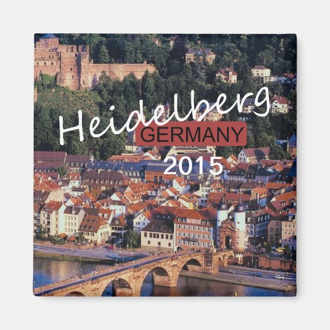 Heidelberg Tyskland Souvenir Magnet Change Year (Framsidan)