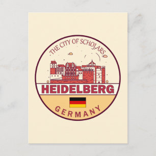 Heidelberg Tyskland Stadssiluett Emblem Vykort