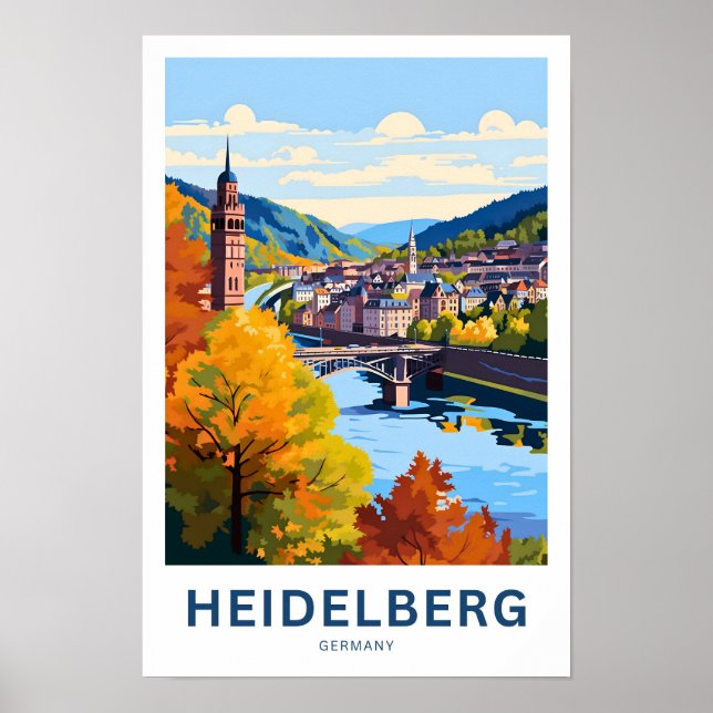 Heidelberg Tyskland Travel Print Poster (Framsidan)