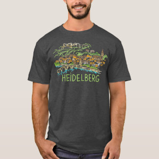 Heidelberg Tyskland Unik Hand plockade Art Gift T Shirt