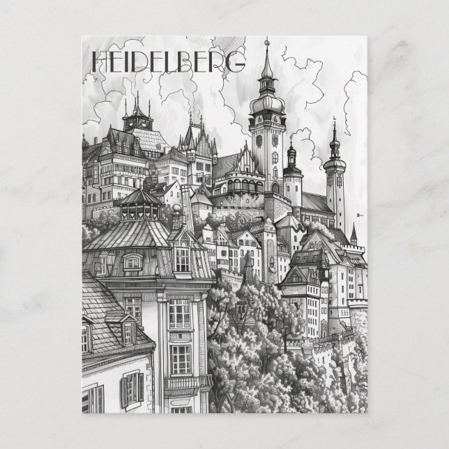 Heidelberg Tyskland Vykort (Framsida)