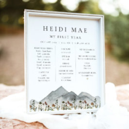 HEIDI Boho Mountain Flower First Year Millestone Poster