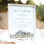 HEIDI Boho Mountain Flower Låt oss Drink Pub Menu Poster<br><div class="desc">Menytecknet i pub har vattenfärgsberg och vilda blommor parade med en ren,  modern layout. Perfekt för alla rustiska boho tillfälle. Alla formuleringar är redigerbara!</div>
