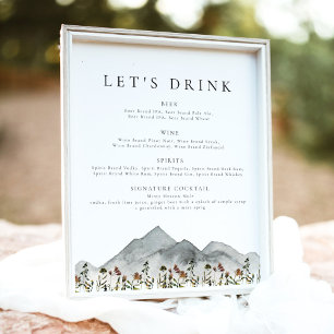 HEIDI Boho Mountain Flower Låt oss Drink Pub Menu Poster
