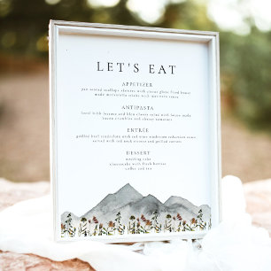 HEIDI Boho Mountain Flower Låt oss Eat Dinner Menu Poster
