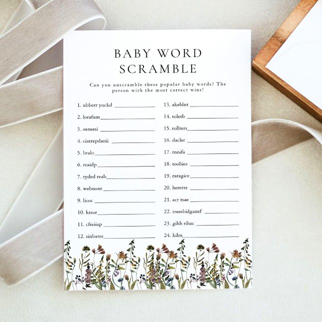 HEIDI Boho Wildblomma Baby Ord-syndrom Inbjudningar (Skapare uppladdad)