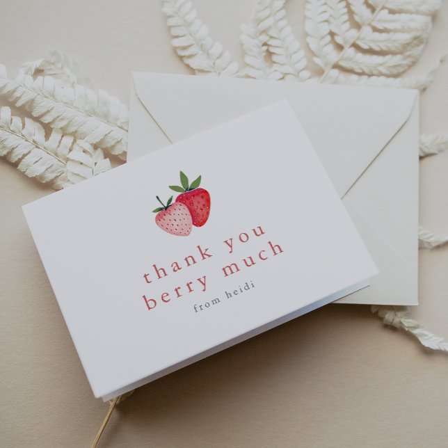 HEIDI Cute Summer Strawberry Boho Girl Berry Mycke Tack Kort (HEIDI Cute Summer Strawberry Boho Girl Berry Much Thank You Card)