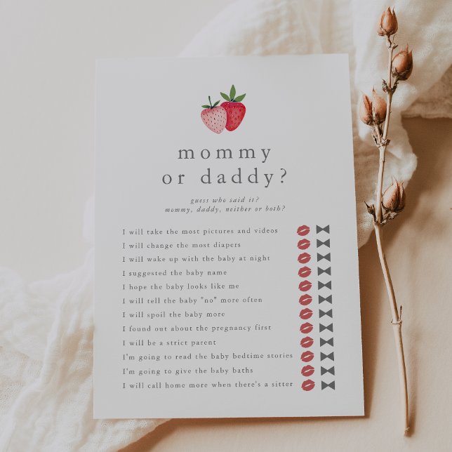 HEIDI Gissa vem Mamma pappa Baby Shower Game Card Inbjudningar (HEIDI Guess Who Mommy Daddy Baby Shower Game Card)