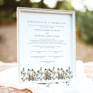 HEIDI Mountain Wildblomma Giftermål-certifikat Poster