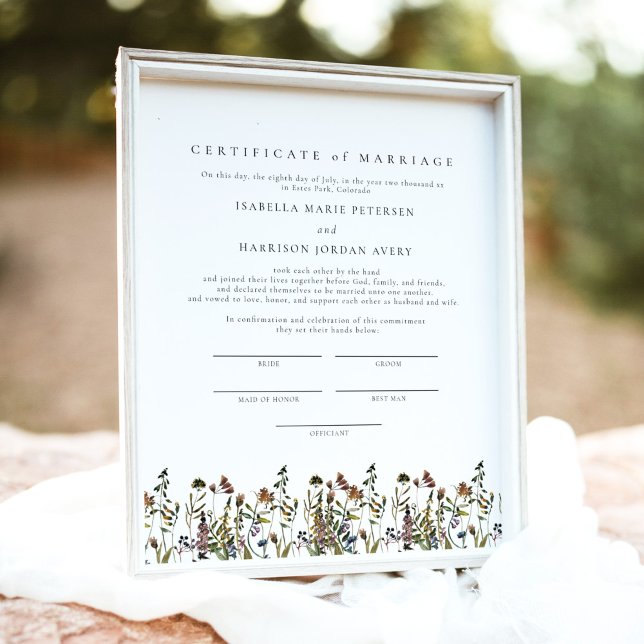 HEIDI Mountain Wildblomma Giftermål-certifikat Poster (Skapare uppladdad)