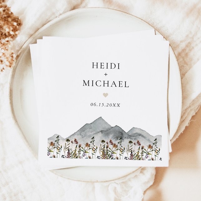 HEIDI Muted Tone Boho Wildblomma Bröllop Pappersservett (Skapare uppladdad)