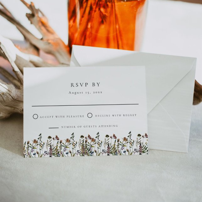 HEIDI Muted Watercolor Wildflower Wedding RSVP Inbjudningar (Skapare uppladdad)