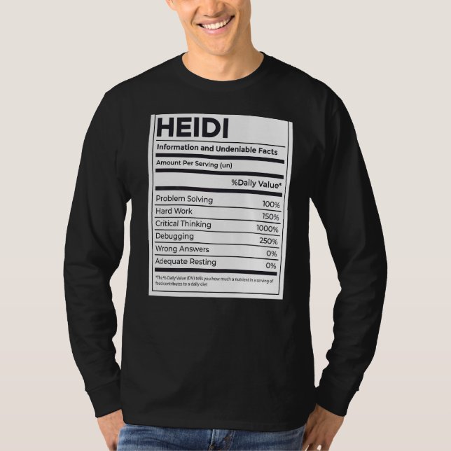 Heidi Nutrition Information Problem med att lösa h T Shirt (Framsida)
