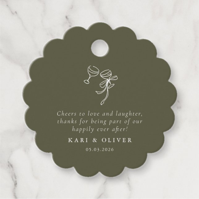 HEIDI Oliv grönt Bröllop Gåvor Etiketter (Framsida)