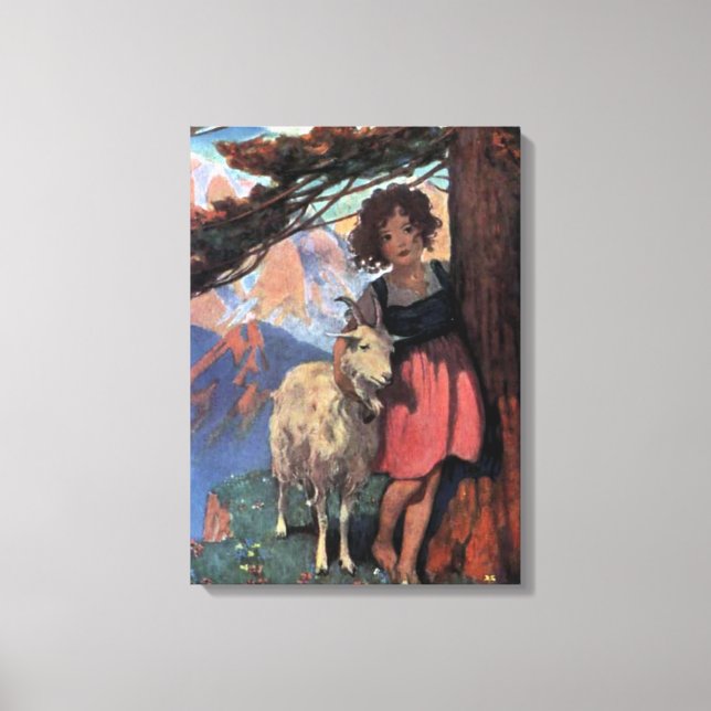 Heidi on a Mountain Top av Jessie Willcox Smith Canvastryck (Framsida)