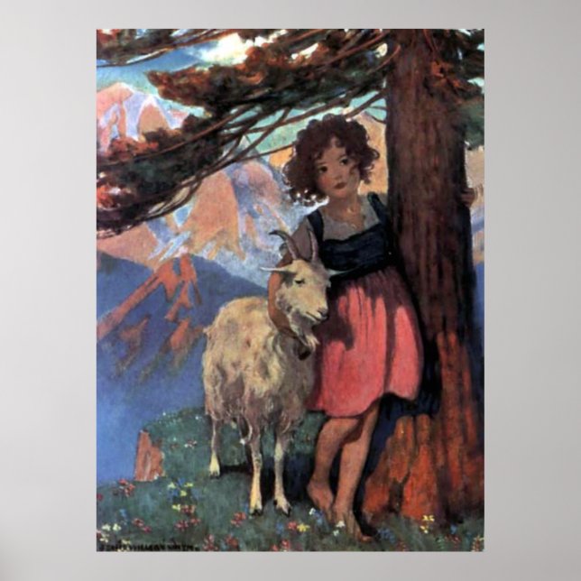 Heidi on a Mountain Top av Jessie Willcox Smith Poster (Framsidan)