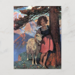Heidi on a Mountain Top av Jessie Willcox Smith Vykort