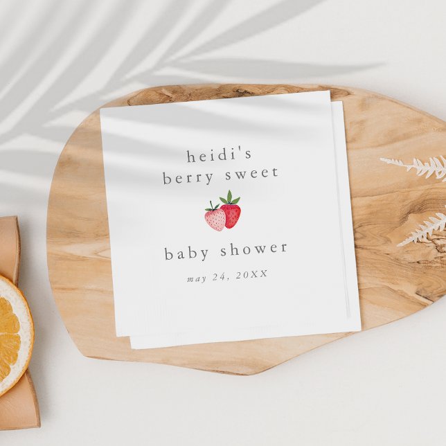 HEIDI Pink Berry Sweet Strawberry Girl Baby Shower Pappersservett (HEIDI Pink Berry Sweet Strawberry Girl Baby Shower Napkins)