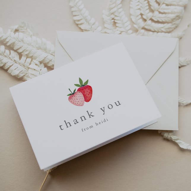 HEIDI Pink Berry Sweet Strawberry Girl Baby Shower Tack Kort (HEIDI Pink Berry Sweet Strawberry Girl Baby Shower Thank You Card)