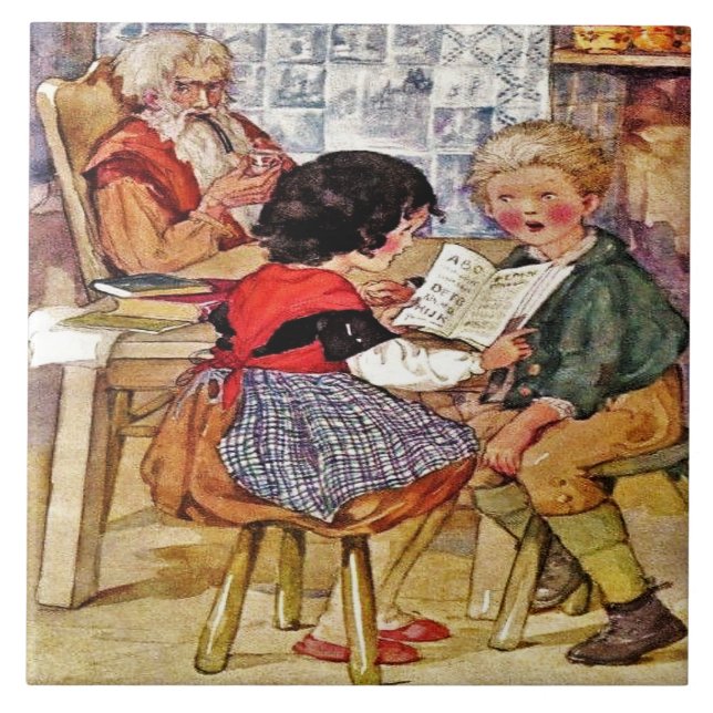 Heidi Reading Jessie Wilcox Smith Kakelplatta (Framsidan)