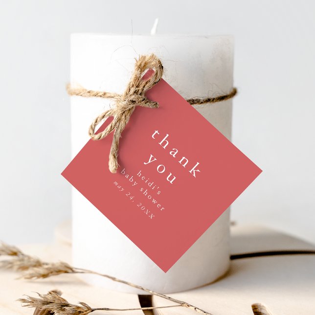 HEIDI Red Boho Rustic Simple Baby Shower Tack Gåvor Etiketter (HEIDI Red Boho Rustic Simple Baby Shower Thank You Favor Tags)