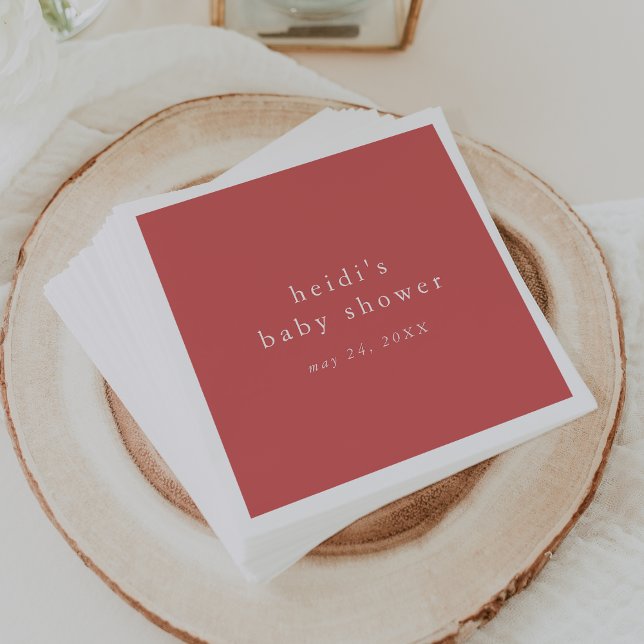 HEIDI Red Summer Boho Rustic Simple Baby Shower Pappersservett (Skapare uppladdad)