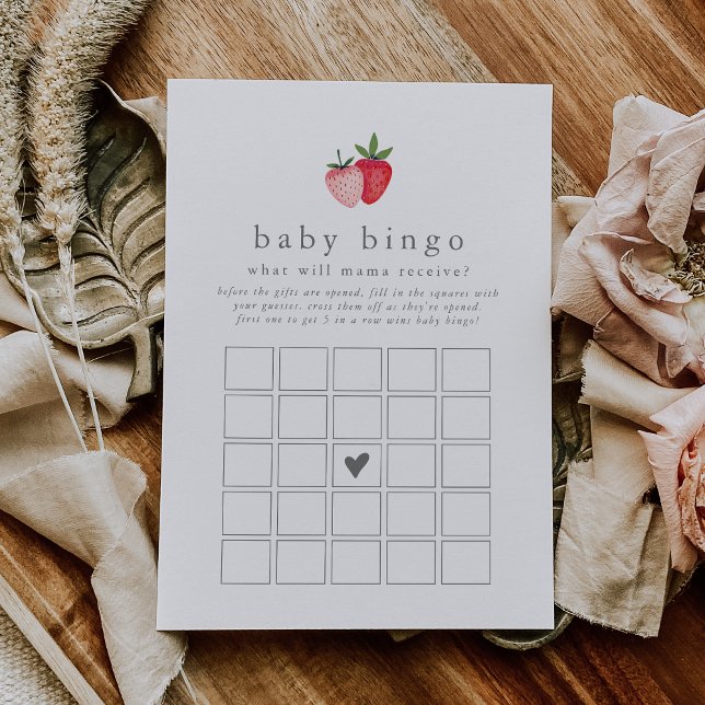 HEIDI Strawberry Baby Bingo Baby Shower Game Card Inbjudningar (HEIDI Strawberry Baby Bingo Baby Shower Game Card)