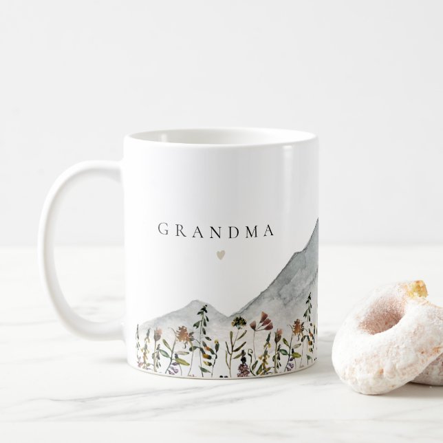 HEIDI Watercolor WildblomMountain Grandma Kaffemugg (Med munk)