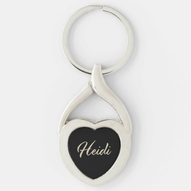 Heidi white gold Handwriting Schlüsselanhänger Twisted Heart Silverfärgad Nyckelring (Framsidan)