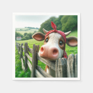 Heifer Cow Wearing a KerChief Pappersservett