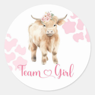 Heifer eller Bull Cow Team Girl Sticker Runt Klistermärke