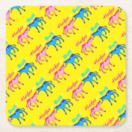 Heifer eller Bull Farm Stil Gender Reveal Underlägg Papper Kvadrat