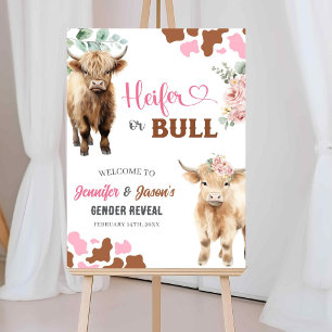 Heifer eller Bull Gender Reveal Välkomstskylt Poster