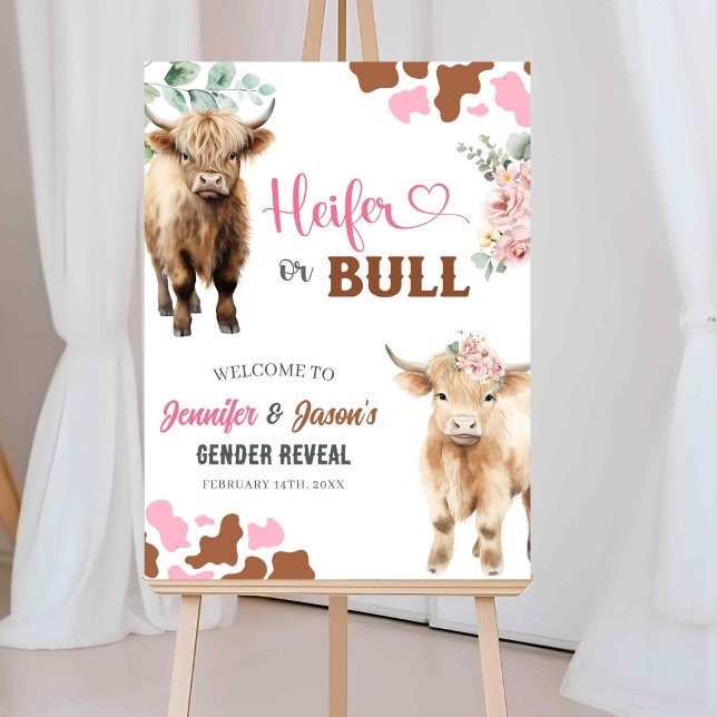Heifer eller Bull Gender Reveal Välkomstskylt Poster (Skapare uppladdad)