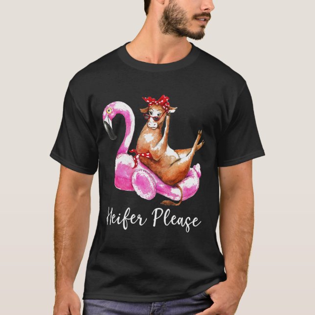 Heifer, Funny Flamingo Flyter Bandana Cow Pre T Shirt (Framsida)