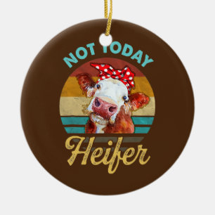 Heifer Gift För manar Women Farmer Älskare Heifer Julgransprydnad Keramik