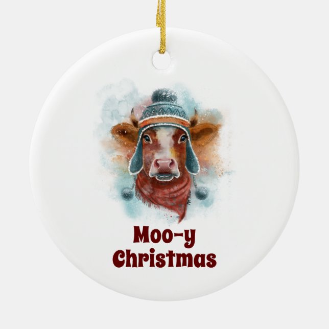 Heifer i en het julprydnad julgransprydnad keramik (Baksidan)