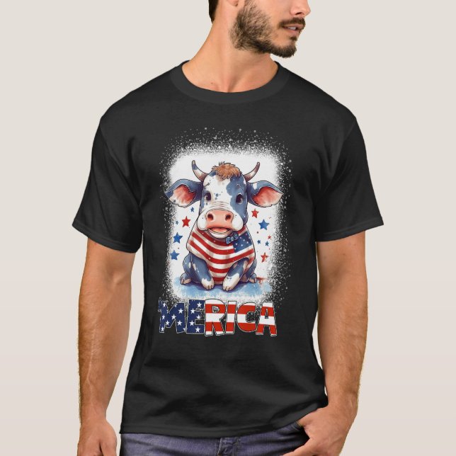 Heifer Patriotic Cow 4th of July Fireworks Moorica T Shirt (Framsida)