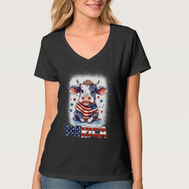 Heifer Patriotic Cow 4th of July Fireworks Moorica T Shirt (Framsida)